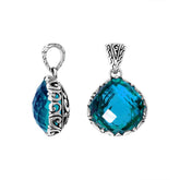 Retail London Blue Topaz Quartz sterling silver pendant handmade in Bali with artisan silverwork.